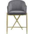 thumbnail image 4 of Meridian Furniture Xavier Gray Velvet Counter Stool with Gold Metal Legs, 4 of 8