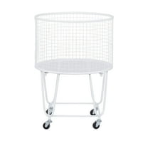 DecMode White Metal Storage Cart with Wheels