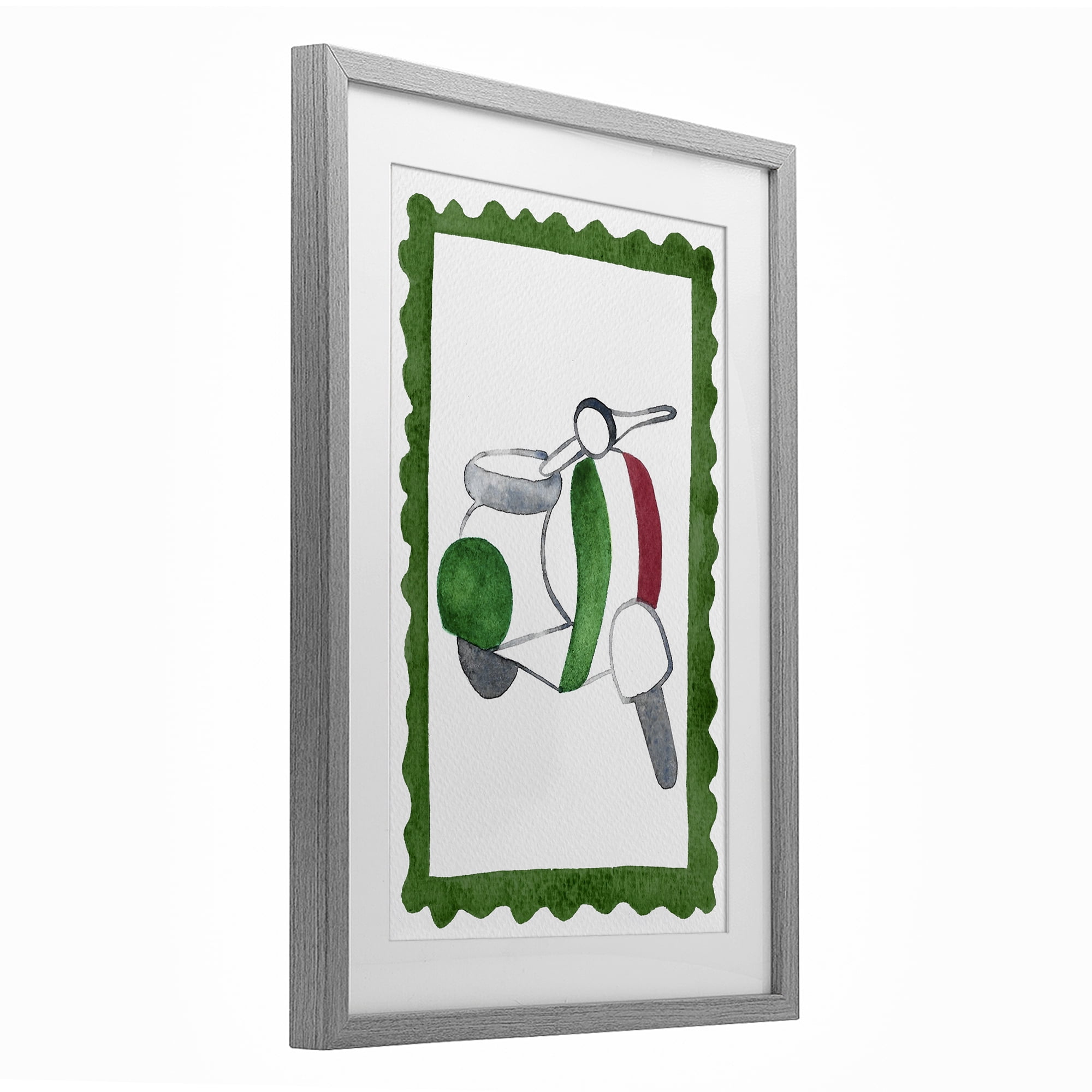 Stupell Industries Italian Motor Scooter Gray Framed Print Under Glass, design by Camila Juncos
