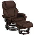 thumbnail image 2 of Emma + Oliver Multi-Position Recliner & Ottoman with Swivel Wood Base in Brown Microfiber, 2 of 12