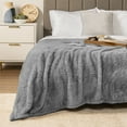 thumbnail image 6 of PAVILIA Sherpa Throw Blanket For Couch Sofa, Grey Fluffy Warm Plush Blanket for Bed, Cozy Super Soft Lightweight Throw, Fuzzy Decorative Blanket, All Season Home, 50x60, 6 of 9