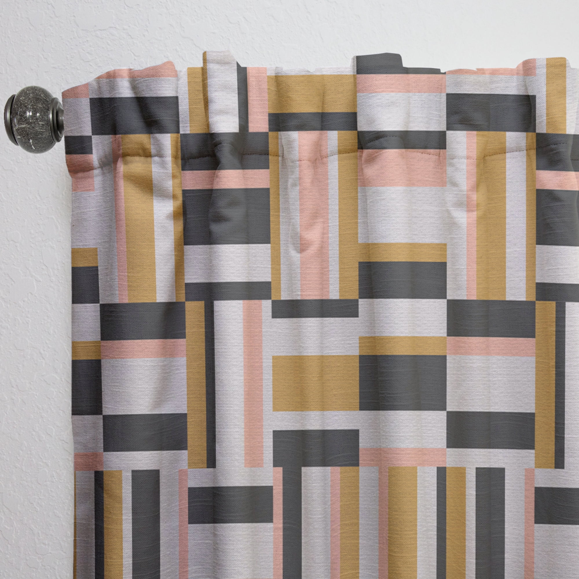 Designart 'Abstract Retro Geometric Pattern Design IX' Mid-Century Modern Curtain Panel