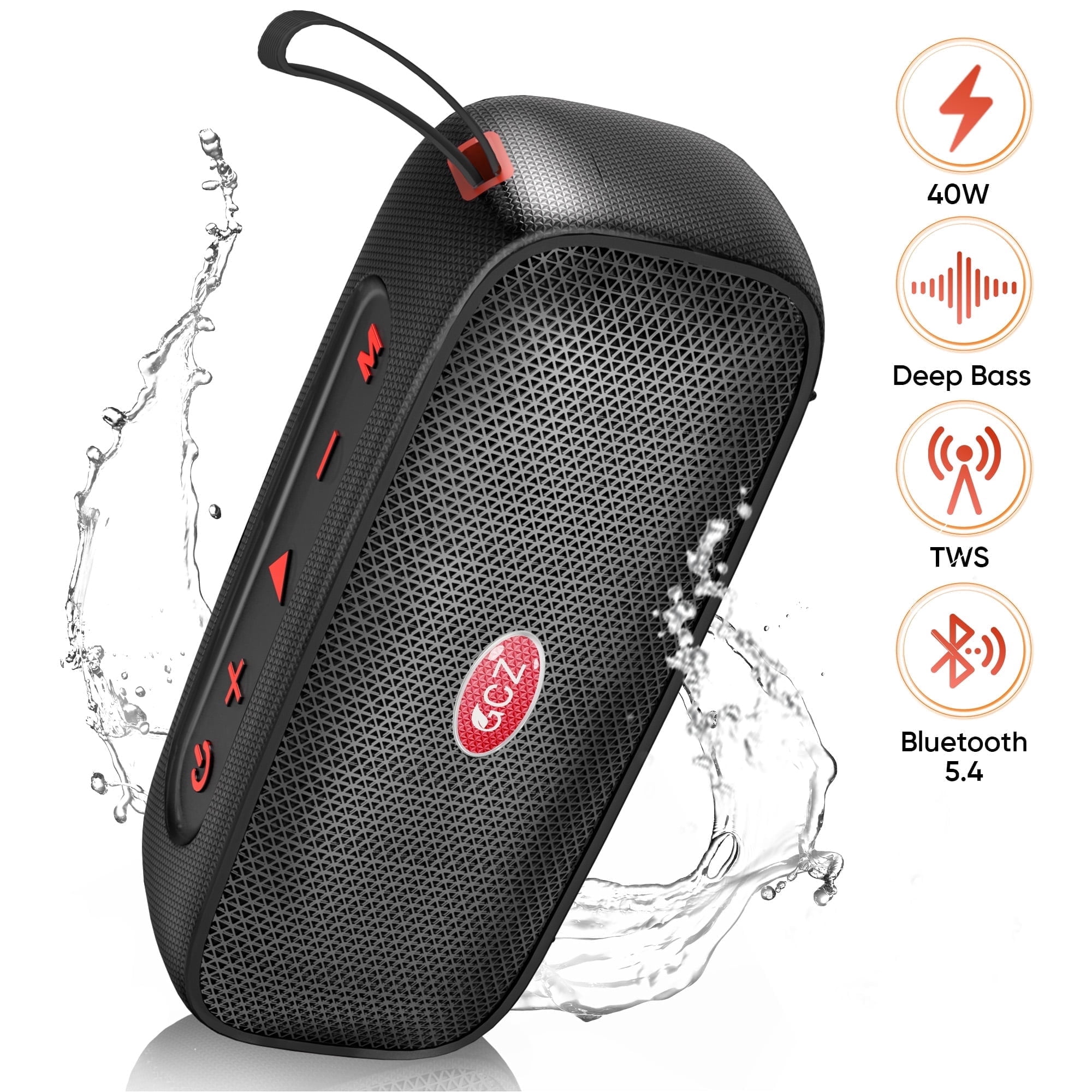 Bluetooth Speakers with Deep Bass, Wireless Waterproof Speaker for Outdoor and Home, TWS Pairing