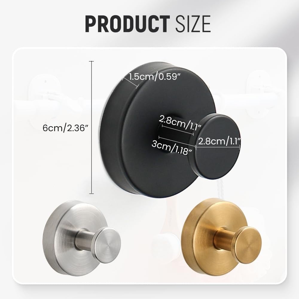 Luxe Hold No Drill Hooks for Tile, Heavy Duty Suction Cup Hooks for Shower, Removable Wall Hooks for Bathroom, Waterproof Suction Cup Hooks Kitchens Hanging Towels(2pcs Gold)
