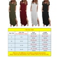 thumbnail image 7 of Gustave Women V Neck Casual Long Dress Short Sleeve Split Loose Maxi Dress Summer Beach Holiday Dress with Pocket "Gray, M", 7 of 7