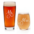 thumbnail image 5 of Mr. and Mrs. Etched Beer Glass and Stemless Wine Glass Combo (set of 2), 5 of 6