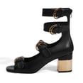 thumbnail image 2 of RONILURN Women's Peep Toe Square Toe Block Heel Gladiator Sandals Gold Buckle Ankle Strap Dress Shoes, 2 of 8