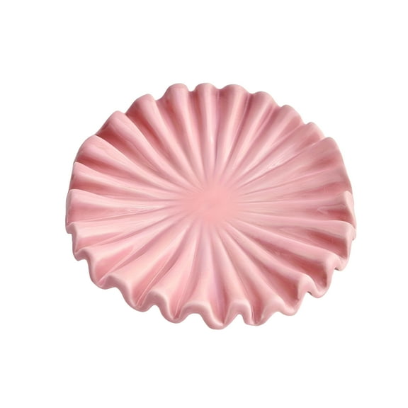ACDANC Ceramic Scalloped Decorative Bowl - 5.5" White Decorative Bowls for Home Decor - Organic Modern Home Decor Bowl - Ruffle Bowl Decor (Pink)