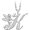 White, variant on 14K White Gold Finish Round Cut White Diamond 925 Sterling Silver Diamond Cute Elf Angele With K Initial Letter Pendant Necklace for Women