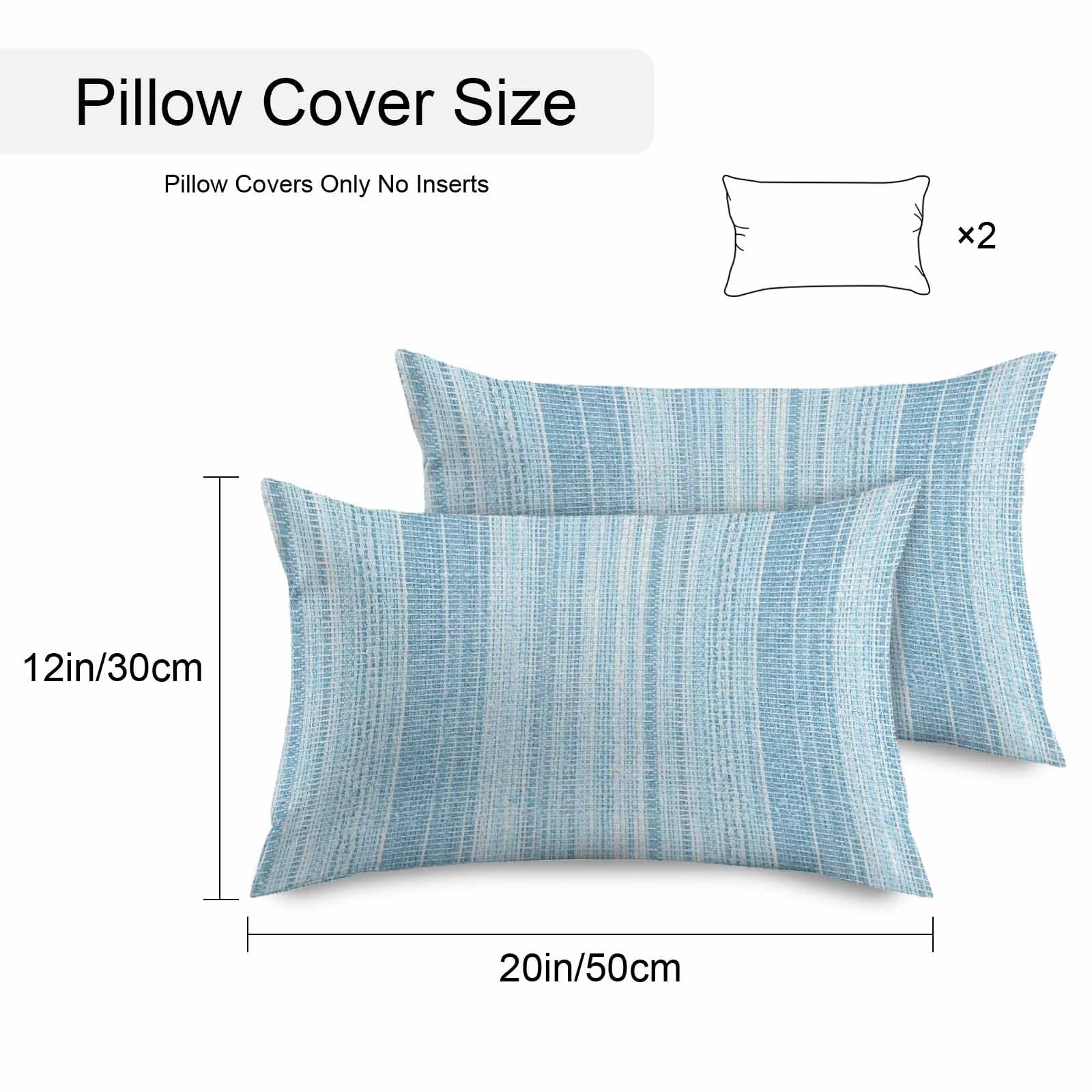 Outdoor Waterproof Throw Pillow Covers Set of 2 Blue Vertical Stripes Decorative Pillowcases Lumbar Outdoor Pillows Cushion Case 20x12 Inch Modern Abstract Lines Patio Pillows for Couch Sofa Bed