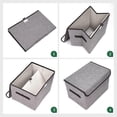 thumbnail image 3 of Large 22 Quart Linen Fabric Foldable Storage Bin Cube Organizer Basket with Flip-Top Lid & Handles, Clothes Blanket Box for Home, Office, Closet, Gray, 3 of 5