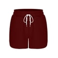 thumbnail image 7 of Bzhegqhd Women's Fashion Solid Color Shorts with Elastic Waistband Drawstring Side Pockets for Casual Wear, 7 of 7