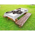 thumbnail image 1 of Motorcycle Outdoor Tablecloth, Chopper Customized Motorcycle with Club Insignia "Motor Bikes" Hippie Classic, Decorative Washable Fabric Picnic Tablecloth, 58 X 104 Inches, Black Beige, by Ambesonne, 1 of 2