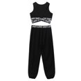 thumbnail image 4 of Sinleey Kids Girls Athletic Sports Outfit Gymnastics Dance Crop Tops with Yoga Pants Trousers Set Black 14, 4 of 7