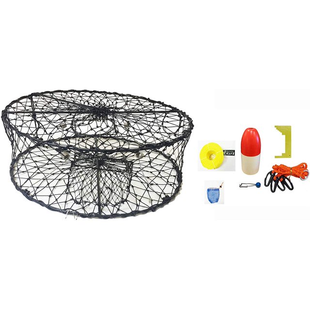 Piège à Crabe Pliable de Sport avec Flotteurs Rouges/blancs, Harnais, Sac Appât