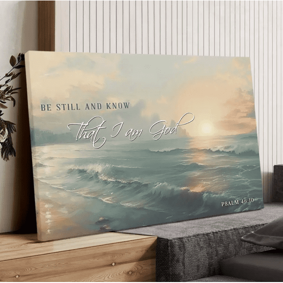 Psalm 46:10 Bible Verse Christian Canvas Wall Art, Scripture Print, Inspirational Religious Wall Decor Gift
