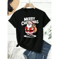 thumbnail image 3 of Christmas Santa Claus Suit Merry Print Holiday Party Black Graphic T-Shirt for Men and Women Tops Tee, 3 of 4