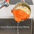 thumbnail image 4 of Clamp-type water filter, adjustable silica gel water filter - Compact clamp-type food water filter - Suitable for pots, pans, bowls, and plates - Can be used to drain pasta and vegetables - Orange, 4 of 9