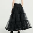 thumbnail image 4 of SWSMCLT Women's Maxi Petticoat Tulle Skirt Summer Bubble Skirt Ruffle Skirt Bustle High Waist Wedding Flowy A Line Fall Fashion Black Small, 4 of 4