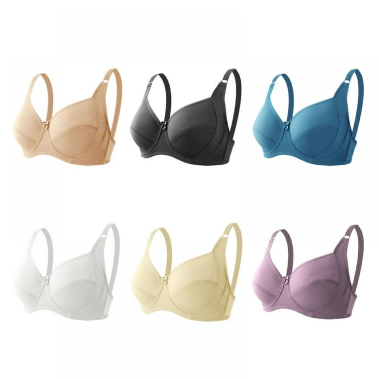 Women's Large D-Cup Seamless Gathering Bra Solid Color Smooth Soft
