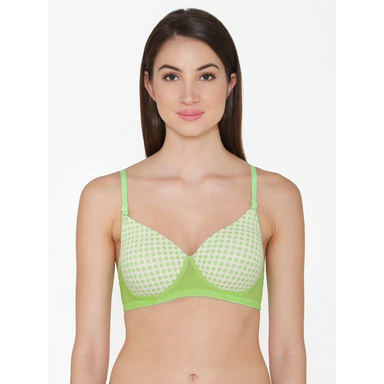 Clovia Padded Non-Wired Full Coverage Printed Multiway T-Shirt Bra In Green  