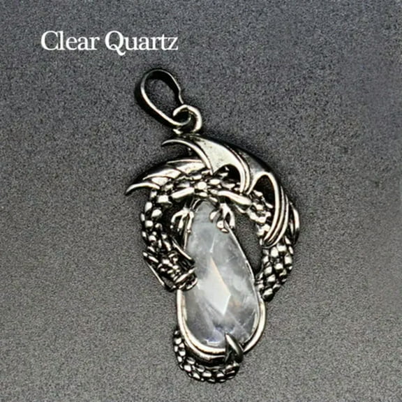 Natural Dragon Crystal Pendant Necklace Gem Stone Quartz Oval Man Women Healing