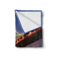 thumbnail image 2 of New York Soft Flannel Fleece Throw Blanket, Manhattan Bridge with Cityscape over River Brooklyn Popular Town Image, Cozy Plush for Indoor and Outdoor Use, 70" x 90", Blue Orange, by Ambesonne, 2 of 6