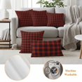 thumbnail image 6 of Red Black Christmas Outdoor Waterproof Pillow Covers, Winter Farmhouse Xmas Checkered Plaid Decorative Square Throw Pillowcase Sofa Cushion Sham for Patio/Couch/Chair, 16"x16" 2 Pack, 6 of 8