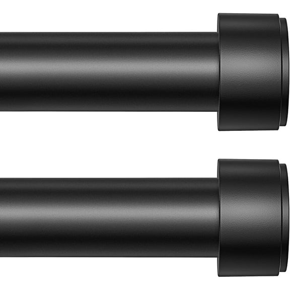 2 Pack Curtain Rods for Windows 32-120 Inch, 1 Inch Adjustable Black Curtain Rod Set with Brackets, Easy Install