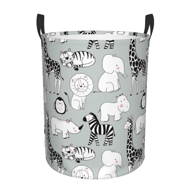 Fotbe African Animals Cesto de Ropa con Asas, Cesto Impermeable de Gran Capacidad, Bolsa de Lavado para Dormitorio, Cesto de Ropa con Ruedas y Asas-Medium