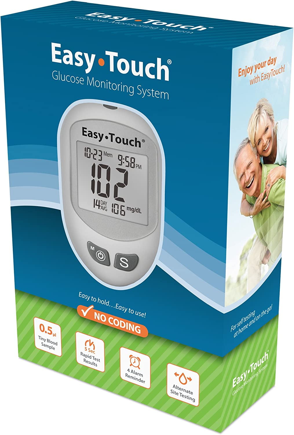 EasyTouch Glucose Monitoring System - (1 Meter, 10 Twist Lancets, 1 Lancing Device per Box) Blue/Green