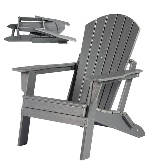 Kojooin Oversized Folding Adirondack Chair - Durable HDPE Outdoor Fire Pit Chair for Porch, Deck, and Garden