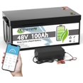 thumbnail image 1 of 48V 100Ah LiFePO4 Lithium Battery Bluetooth,200A BMS,TCBWORTH Golf Cart Batteries for RV,Camping,Trolling Motor,Solar,Marine,Home Energy Storage,2C Rate Discharging,15000+Deep Cycles Battery, 1 of 12