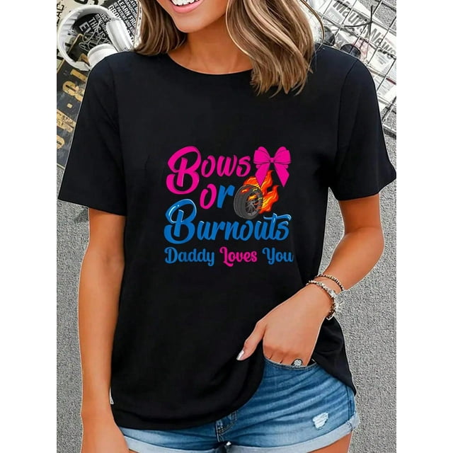 T-Shirt Idée de Révélation de Genre "Papa t'Aime" Col Rond Manches Courtes T-Shirt Graphique pour Femmes Hommes, Tee-Shirt de Sport Décontracté