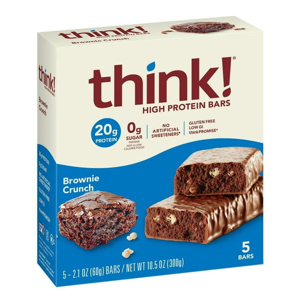 think! High Protein Bar, Brownie Crunch, 20g Protein, Gluten Free, Low