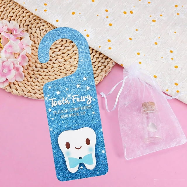 Home Tooth Immortal Gift Bag Door Hanger Tooth Immortal Kit with Keepsake Bottle Velvet Pouch Teeth Box Gift for Losing Teeth Boy Girl Home Essentials