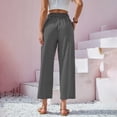 thumbnail image 5 of Casual Pants for Women High Waist Casual Straight Leg Cropped Trousers with Elastic Scalloped Hem Comfortable Linen Blend Women Slacks, 5 of 9