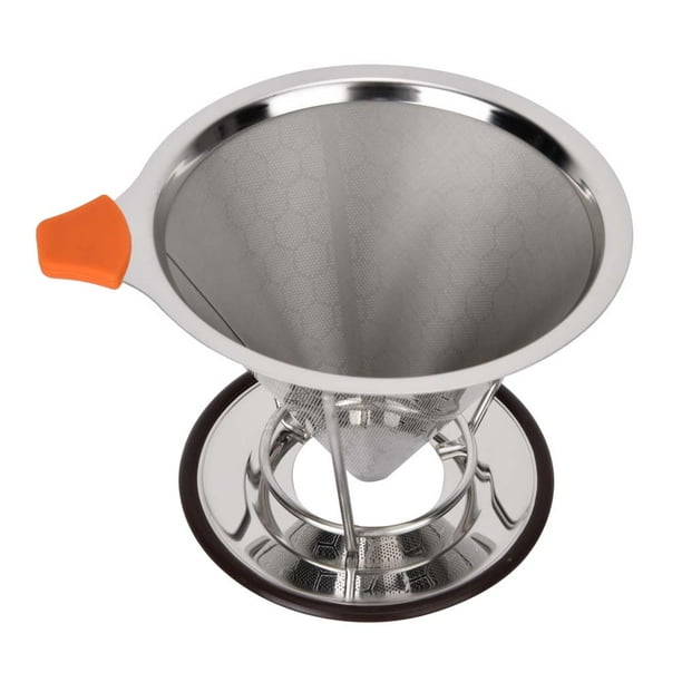 Cono de café con filtro de goteo de café reutilizable de acero inoxidable con malla (125 mm)