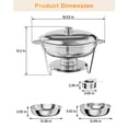 thumbnail image 4 of Ensemble de Buffet à Réchauffer 5QT, 2 Pcs, Rond en Acier Inoxydable, Chauffe-Nourriture, avec Casserole, Couvercle, Cadre, Support de Carburant pour Restauration et Fêtes, 4 of 8