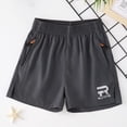 thumbnail image 5 of QIUOMBBP Boys Athletic Shorts Kids Knee Length Bermuda Shorts School Summer Sports Short Pants with Zipper Pockets, Dark Blue, 150, 5 of 10