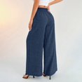 thumbnail image 4 of Endives Linen Pants Women Solid Color Spring Summer Loose High Waist Straight Leg Pant Casual Pants Wide Leg Pants For Women, 4 of 7