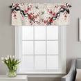 thumbnail image 2 of Spring Window Valance for Kitchen, Oriental Traditional Red Plum Blossoms Birds Ethnic Linen Rod Pocket Short Curtain for Small Windows, Light Filtering Decorative Valance, 42 x 18 Inch, 1 Panel, 2 of 9