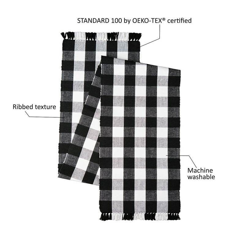 Mainstays 100% Cotton Table Runner, Black and White Buffalo Plaid