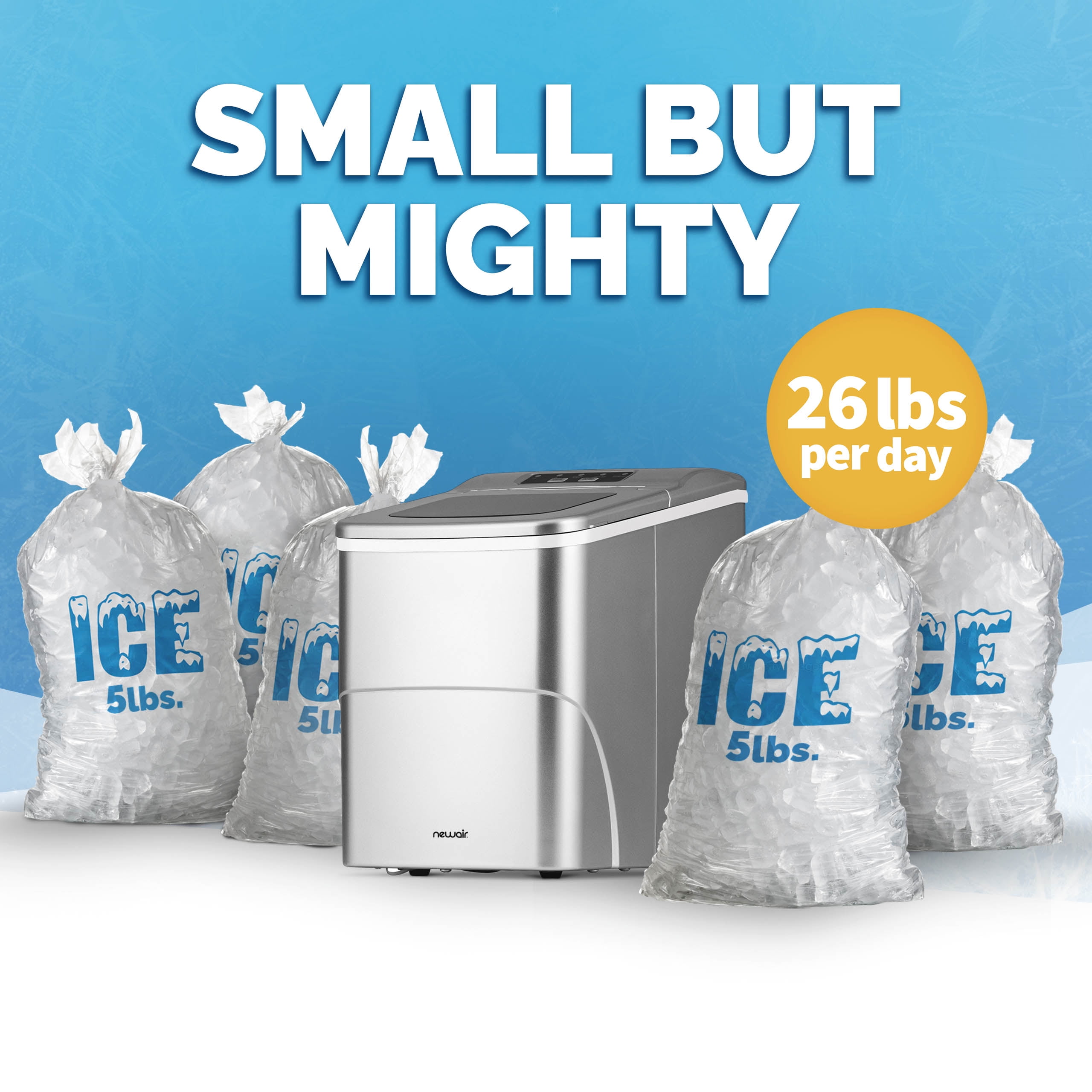 Newair 26 lbs. Countertop Bullet Ice Maker in Silver- NIM026MS00