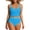 Swimsuit Sets - A01 Blue, variant on Maqroz Modest Swimwear for Women Two Piece High Waisted Bikini Set Square Neck Floral Print Contrast Trim Fashion Summer Swimwear for Beach Vacation