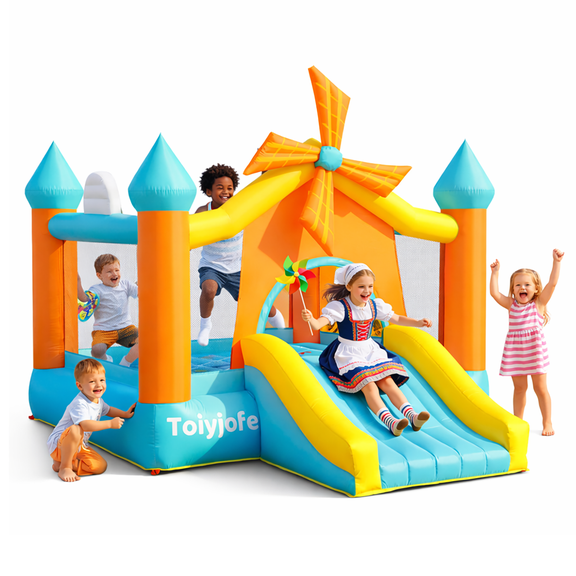 Toiyjofe Large Bounce House with Slide for Big Kids 5-12, 12.5 x 10 ft Windmill Inflatable Jumper Castle, Backyard Party Outdoor Play with Blower