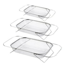 TINANA Over The Sink Colander, Set of 3 Stainless Steel Strainer Basket with Expandable Grip Handles - Strain, Drain, Rinse Fruits, Vegetables