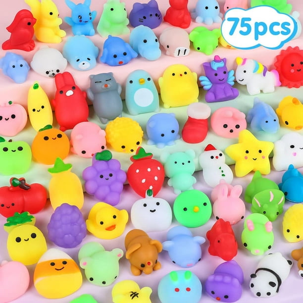 75 Pcs Squishies Mochi Squishy Toys Mini Squishy Party Favors for Fidget Stress Relief Toys for Christmas Stocking Stuffers Goodie Bag Fillers Classroom Prizes Xmas Gifts Boys Girls -