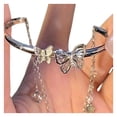 thumbnail image 1 of Visland Bracelet Chaîne pour Femmes Décor à Franges Demi-Ouverture Réglable Pendentif Papillon Acier Inoxydable Poli Bracelet Exquis pour Femme Bijoux, 1 of 7