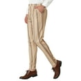 thumbnail image 5 of MODA NOVA Big & Tall Men's Striped Dress Pants Slim Fit Flat Front Trousers Beige 38, 5 of 5